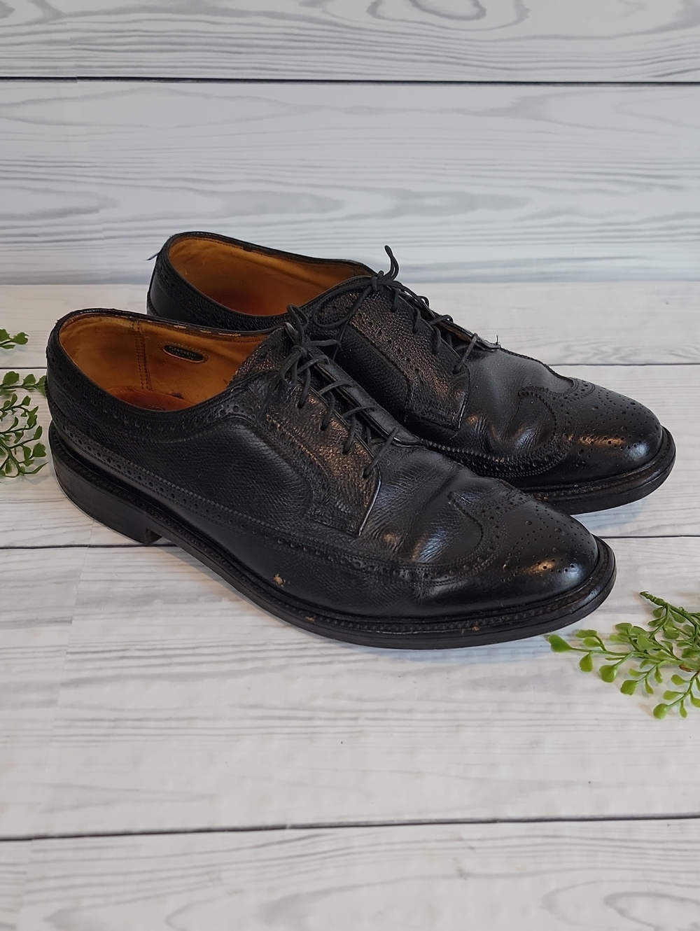 Florsheim Imperial  Leather Wingtip Derby Dress Shoes - Black Mens Size 11.5